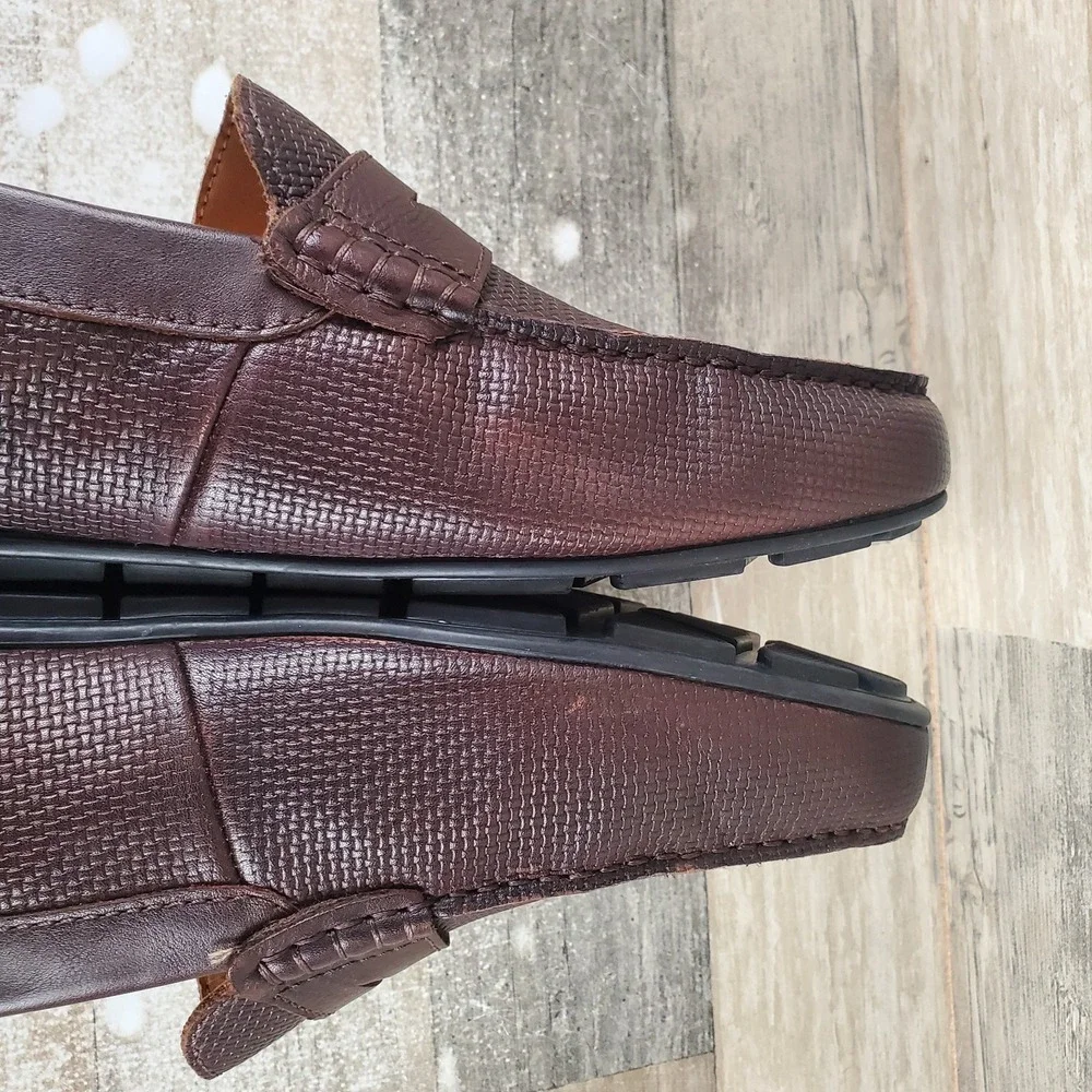 Florsheim Motor Mens‎ Penny Loafers Sz 12 W Brown Leather Slip On Round Toe